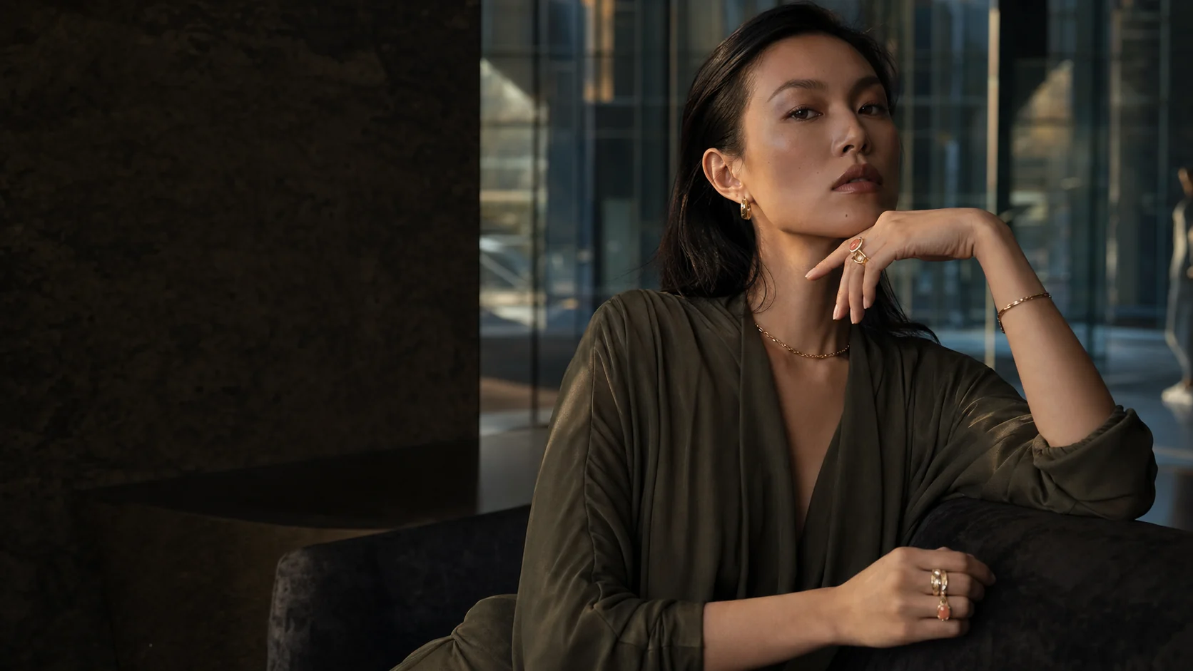 Contemporary Nara jewellery in a cinematic city setting