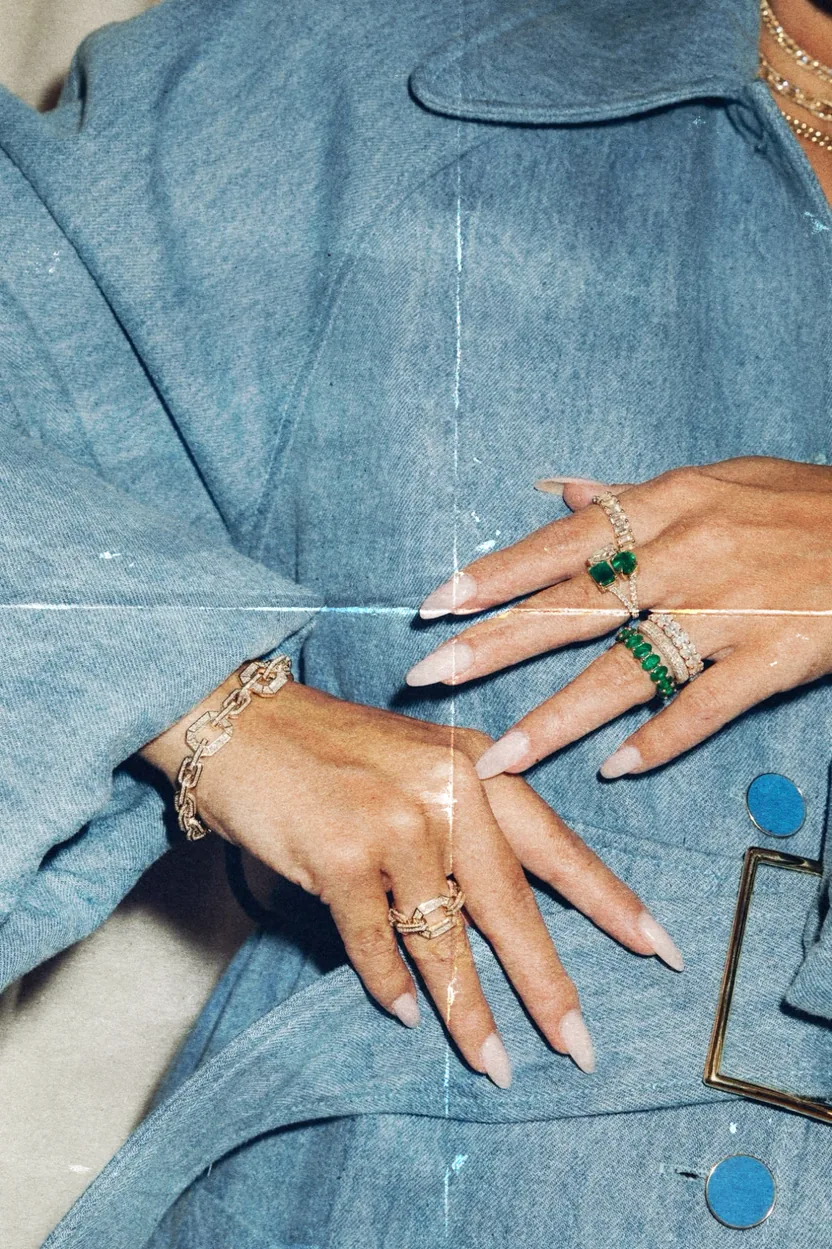 Rings styled with denim