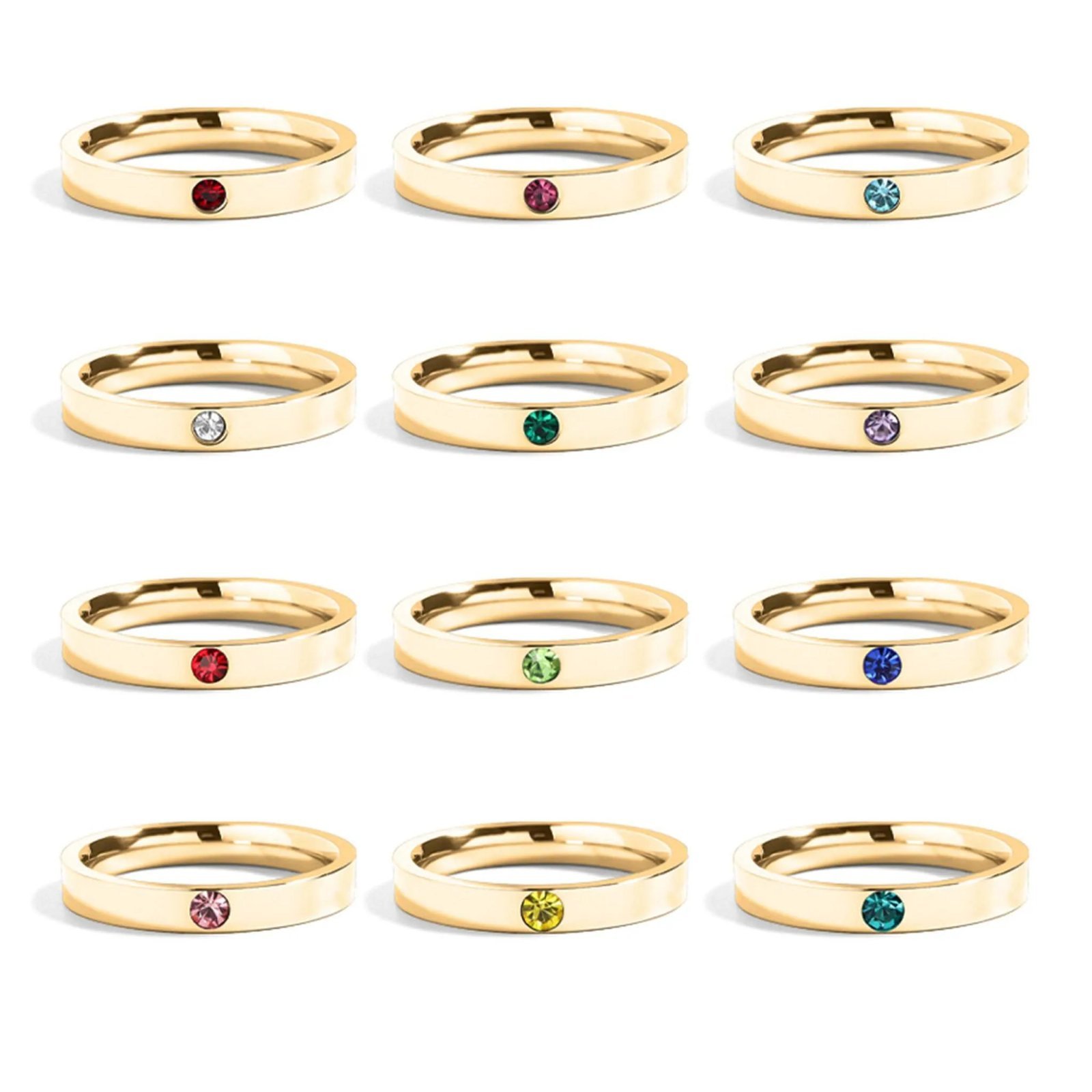 Rainbow Moonstone Bezel-Set Birthstone Ring